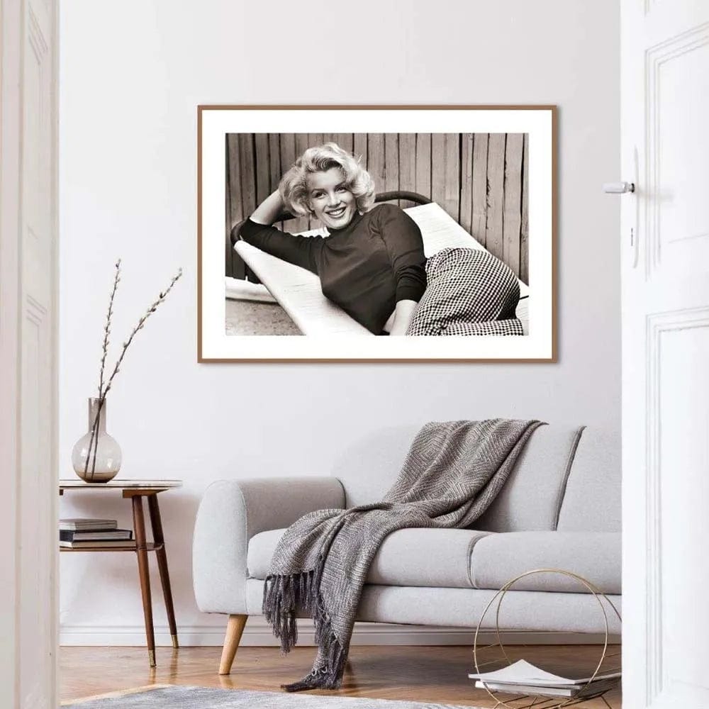 Marilyn Monroe Black and White Canvas Wall Art | Movie Star Portrait Photography | Living Room Decor