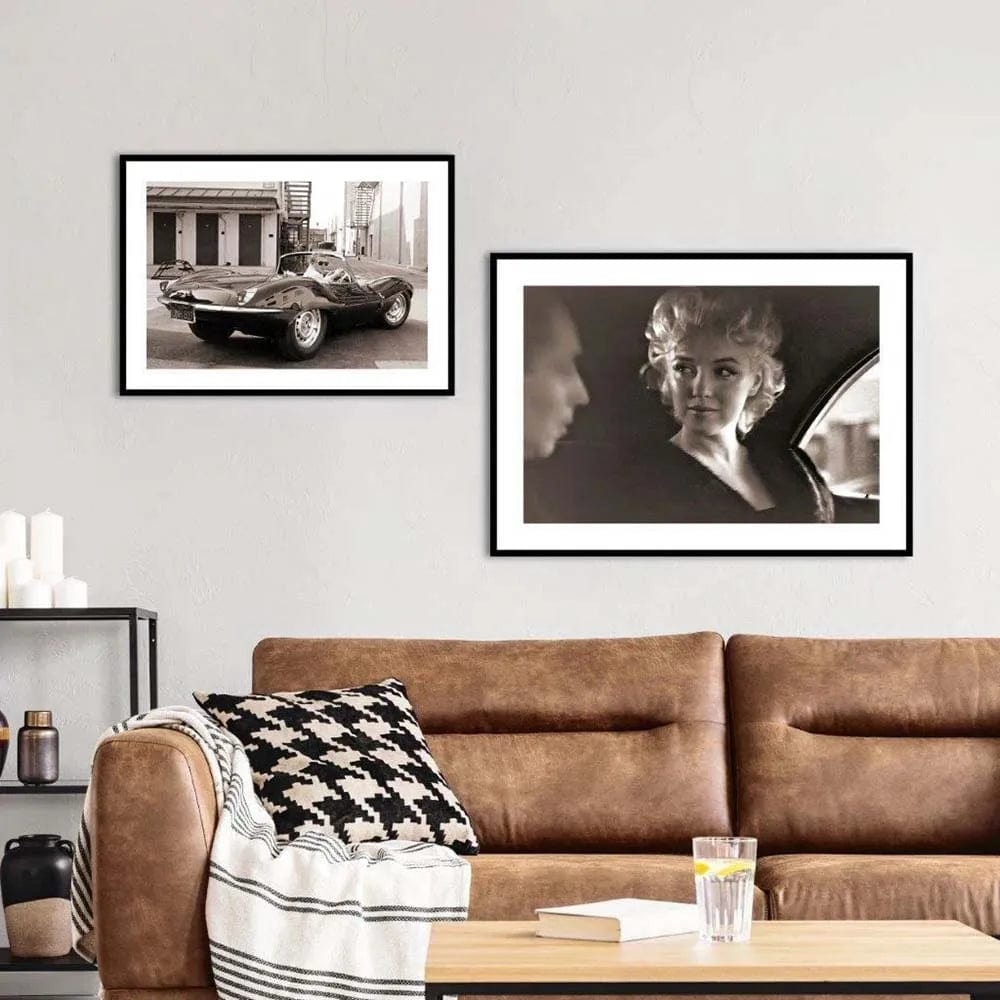 Marilyn Monroe Black and White Canvas Wall Art | Movie Star Portrait Photography | Living Room Decor