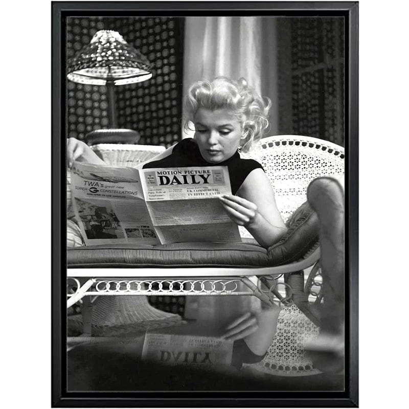 Marilyn Monroe Black and White Canvas Wall Art | Movie Star Portrait Photography | Living Room Decor