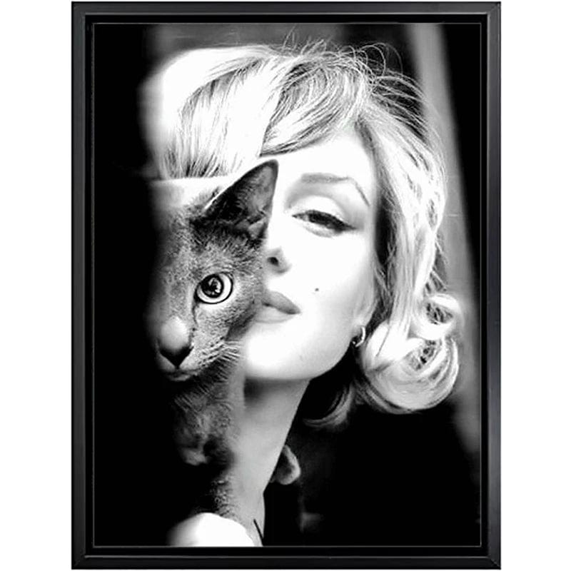 Marilyn Monroe Black and White Canvas Wall Art | Movie Star Portrait Photography | Living Room Decor