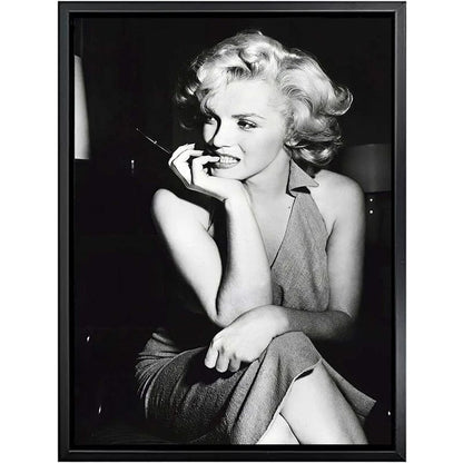 Marilyn Monroe Black and White Canvas Wall Art | Movie Star Portrait Photography | Living Room Decor