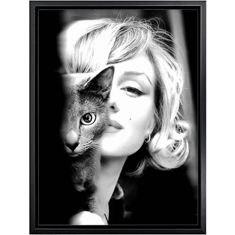 Marilyn Monroe Figure Portrait Wall Art Canvas Painting Black and White Wall Pictures for Living Room Movie Star Poster