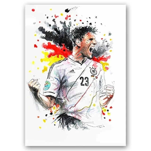 Mario Gomez / Small - 40X60cm Unframed Football Soccer Legends Vibrant Watercolor Wall Art Posters: High Quality Canvas Painting Prints for Home Decor, Bedroom, and Office