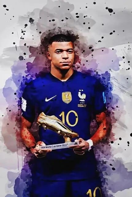 Mbappe 4 / Small - 40X60cm Unframed Football Soccer Legends Vibrant Watercolor Wall Art Posters: High Quality Canvas Painting Prints for Home Decor, Bedroom, and Office