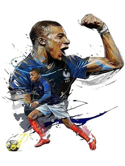 Mbappe / Small - 40X60cm Unframed Football Soccer Legends Vibrant Watercolor Wall Art Posters: High Quality Canvas Painting Prints for Home Decor, Bedroom, and Office