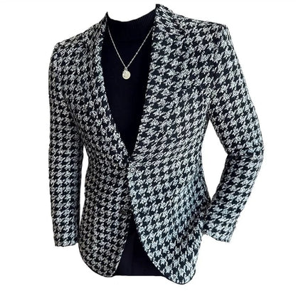 Men Blazer 2023 Autumn Winter Thick Plaid Suit Jackets/Slim Fit High Quality Tuxedo/Man Business Fashion Banquet Men Clothing