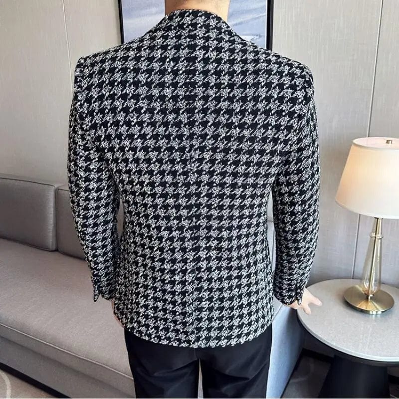 Men Blazer 2023 Autumn Winter Thick Plaid Suit Jackets/Slim Fit High Quality Tuxedo/Man Business Fashion Banquet Men Clothing