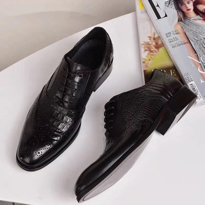 Men casual shoes Brock Oxford retro crocodile leather men formal spring and autumn 2022 new 's for