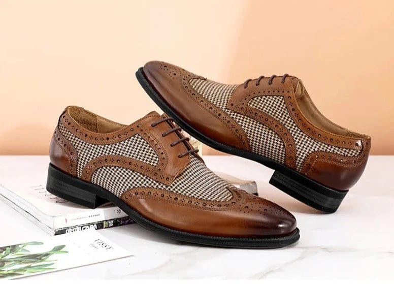 Men's Leather Brogues | Big Size Fashion Wedding Party Dress Shoes | Italian Formal Lace-Up Oxfords