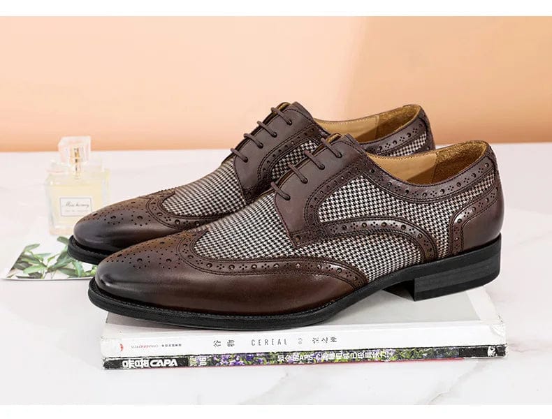 Men's Leather Brogues | Big Size Fashion Wedding Party Dress Shoes | Italian Formal Lace-Up Oxfords