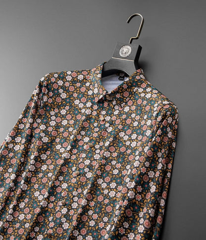 Men's Long Sleeve Flower Shirt: Casual, Business Office Dress, and Party Attire