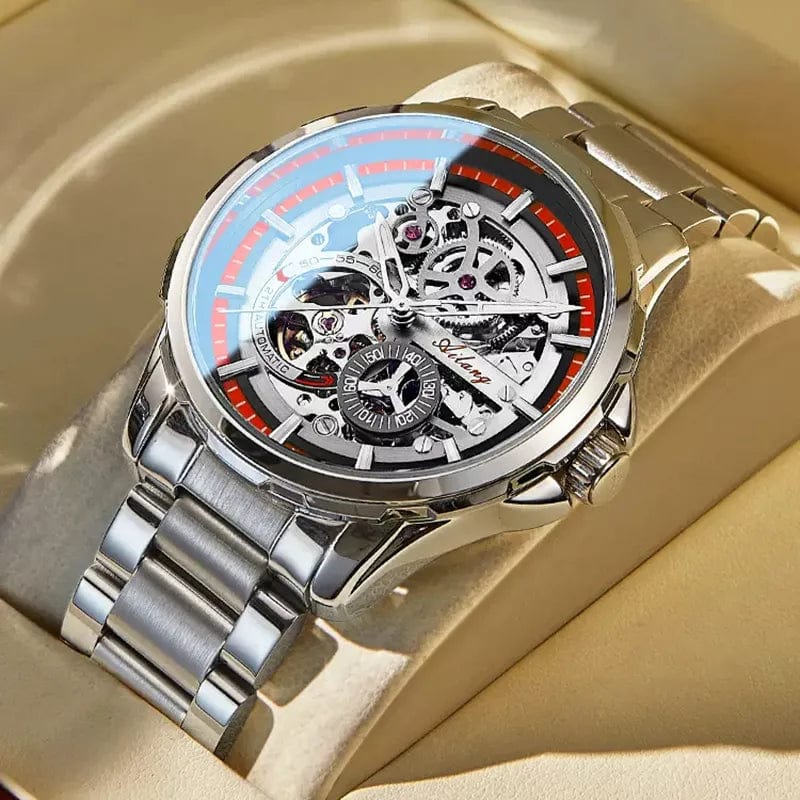Men's Luxury Skeleton Mechanical Watch Stainless Steel Waterproof
