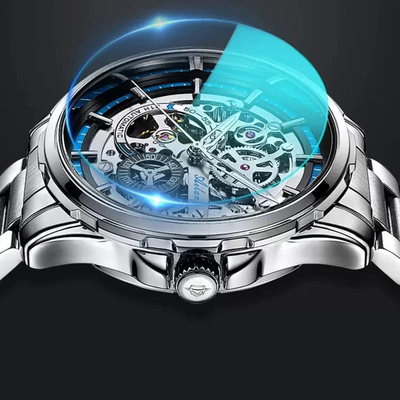 Men's Luxury Skeleton Mechanical Watch Stainless Steel Waterproof