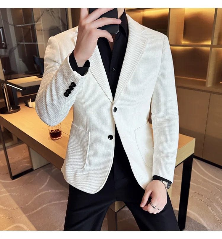 Men's Slim Fit Chenille Velvet Blazer – Autumn Winter Business Suit Jacket for Weddings, Banquets, and Parties