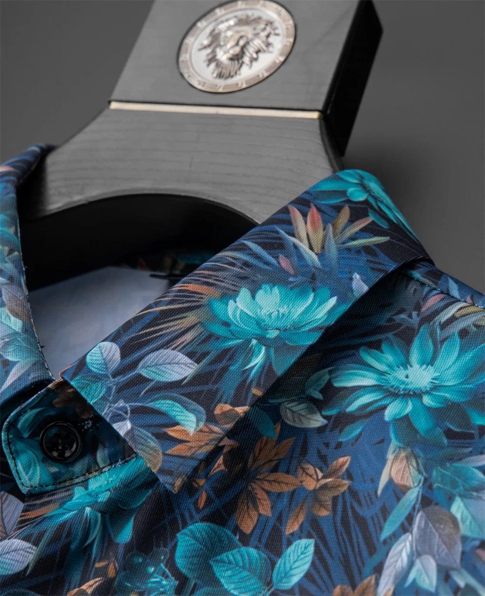 Men's Slim Fit Flower Shirt: Long Sleeved Casual Elegance for High-Quality Business Parties