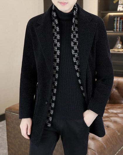 Men's Slim Fit Plush Woolen Stylish Winter Trench Coat