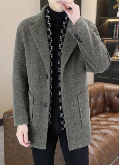 Men's Slim Fit Plush Woolen Stylish Winter Trench Coat