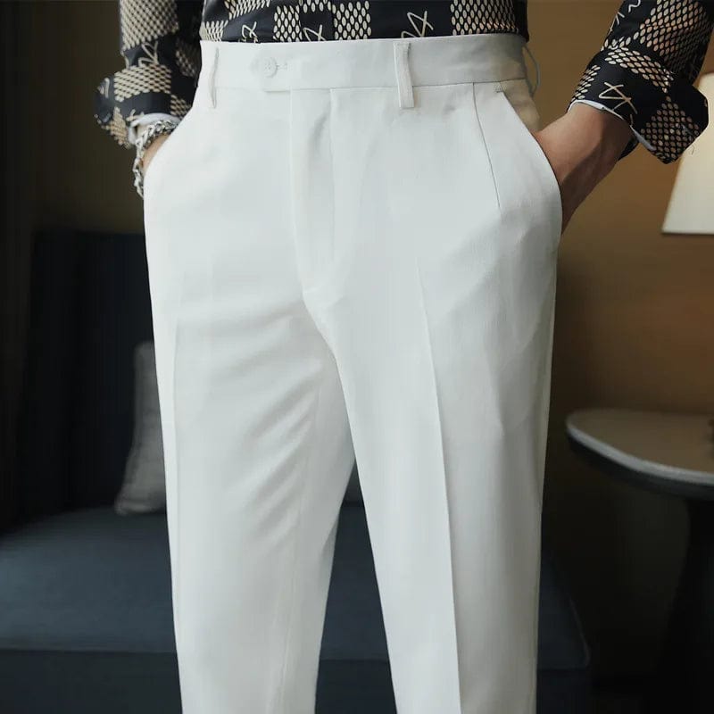 Men's Solid Straight Casual Pants: High-Quality, Fashionable Simplicity for Formal Business and Office Social Events