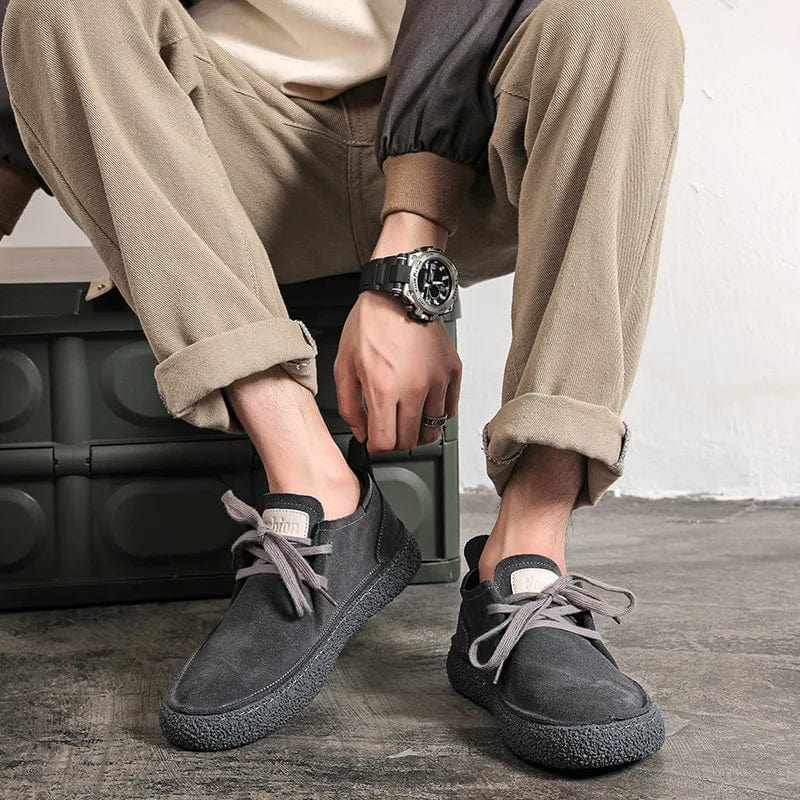 Men's Suede Genuine Leather Casual Shoes Lace-up Men Light Comfortable Driving Flats Mens Outdoor Oxfords Shoe
