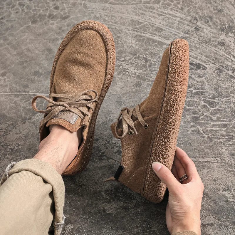 Men s Genuine Suede Leather Casual Lace Up Shoes Lightweight Comfortable Driving Flats Outdoor Oxford Shoes