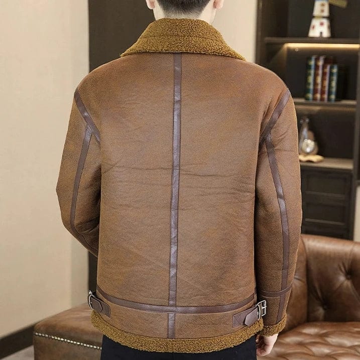 Men's Winter Motorcycle Leather Jacket – Plus Velvet Padded, Fur-Lined Warm Casual Overcoat