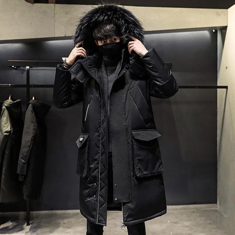 Men's Winter Warm Jacket 2023 New Thick Casual Hooded Long Down Windbreaker Men Coat Brand Oversized Black Windproof Men Parkas