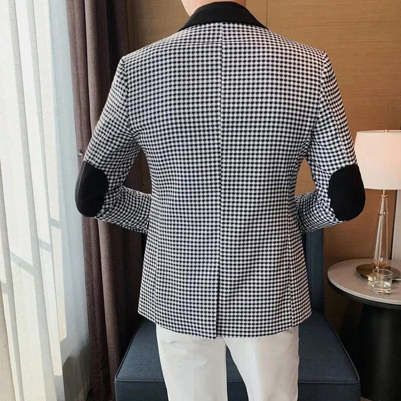 Men Spring High Quality Plaid Business Suit Jackets/Male Slim Fit Luxury Office Tuxedo/Man Brand Clothing Fashion Blazers 4XL-M
