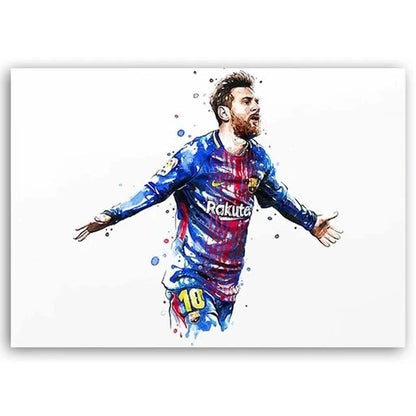 Messi 3 / Small - 40X60cm Unframed Football Soccer Legends Vibrant Watercolor Wall Art Posters: High Quality Canvas Painting Prints for Home Decor, Bedroom, and Office