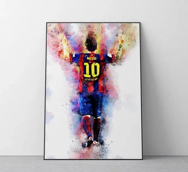 Messi 4 / Small - 40X60cm Unframed Football Soccer Legends Vibrant Watercolor Wall Art Posters: High Quality Canvas Painting Prints for Home Decor, Bedroom, and Office