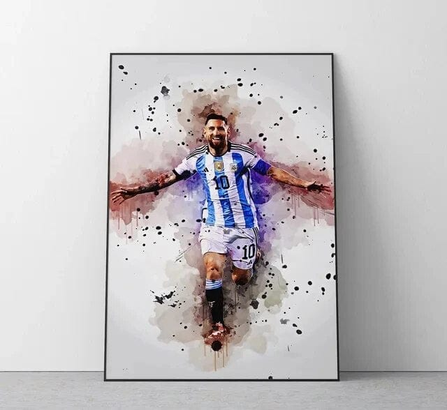 Messi 5 / Small - 40X60cm Unframed Football Soccer Legends Vibrant Watercolor Wall Art Posters: High Quality Canvas Painting Prints for Home Decor, Bedroom, and Office