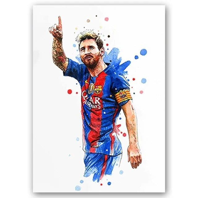 Messi / Small - 40X60cm Unframed Football Soccer Legends Vibrant Watercolor Wall Art Posters: High Quality Canvas Painting Prints for Home Decor, Bedroom, and Office