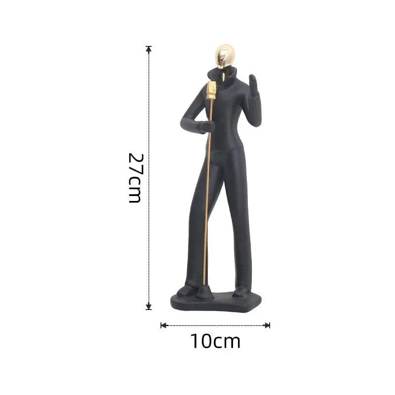 Microphone Gold Nordic Elegance: Resin Dancing Couple and Musician Figurine Ornaments for Stylish Home Decor