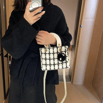 Mini Small Square Bag Classic Plaid Women Bags Woolen Brand Luxury Handbag Designer Shoulder Bag Purse Clutch Crossbody Lady Bag