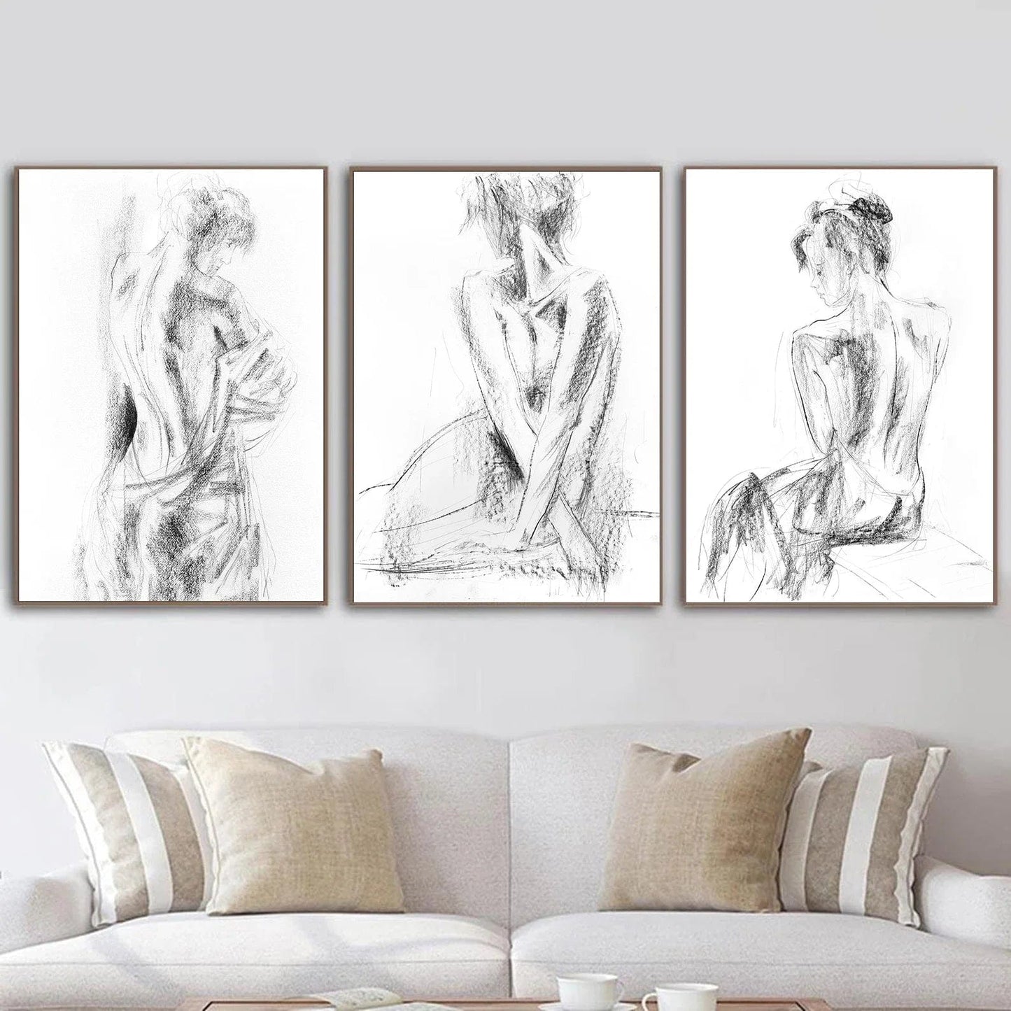 Modern Abstract Aesthetic Wall Art Sexy Woman Back Black and White Nude HD Canvas Painting Poster Print Home Bedroom Decoration