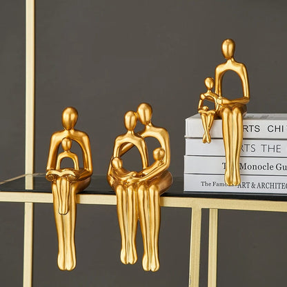 Modern Golden Abstract Family Sculpture&Figurines for Interior Statue Resin Figure Living Room Decor Gift Decor Home