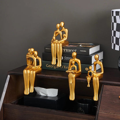 Modern Golden Abstract Family Sculpture&Figurines for Interior Statue Resin Figure Living Room Decor Gift Decor Home