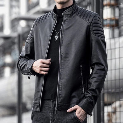 Motorcycle PU Leather Jacket Men Winter Leahter Jacket Male Stand Collar Casual Windbreaker trendy mens clothing black blue 2022