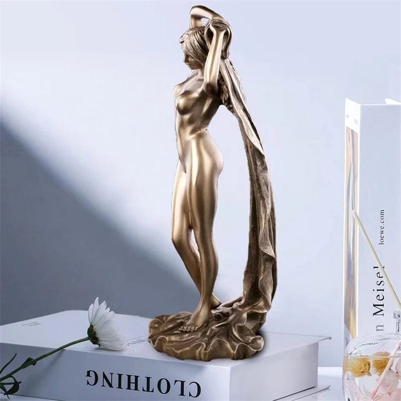 Multi-Colored / M Sexy Bathroom Lady Statue Resin Nude Model Sculpture Body Art Girl Ornament Handicraft Bedroom Decor Valentine's Day Present