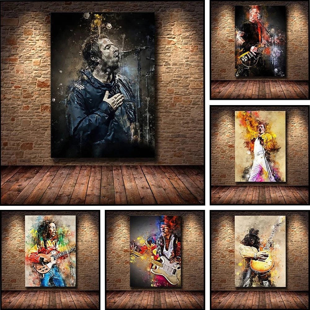 Music Legends Graffiti Wall Art Canvas Paintings Famous Hip Pop Stars Rapper Watercolor Poster Print Picture for Home Bar Decor