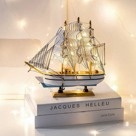 Nautical Elegance: New Wooden Sailboat Model - Creative Office and Living Room Decorative Craft for a Maritime Touch