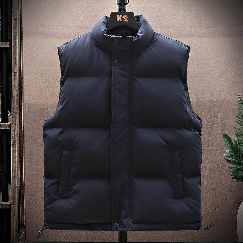 Men s Cotton Puffer Vest Jacket Sleeveless Solid Color Waistcoat New Windbreaker Outerwear