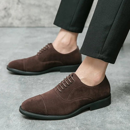 New Arrival Men Pointed Toe Casual Suede Leather Shoes Male Lace Up Oxfords Wedding Dress Formal Flats Footwear Zapatos Hombre