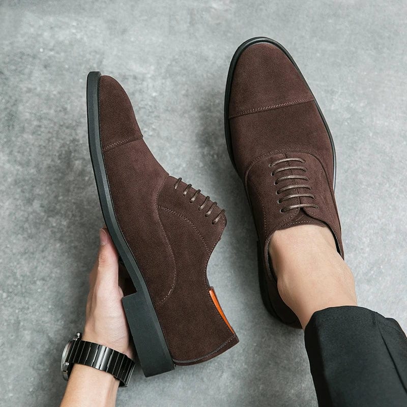 New Arrival Men Pointed Toe Casual Suede Leather Shoes Male Lace Up Oxfords Wedding Dress Formal Flats Footwear Zapatos Hombre