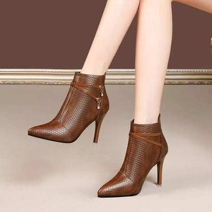 New Large Size Women's Boots High-heeled Fashion Boots Fashion Plus Cotton Warm Nude Boots Banquet Women's Shoes Short Boot