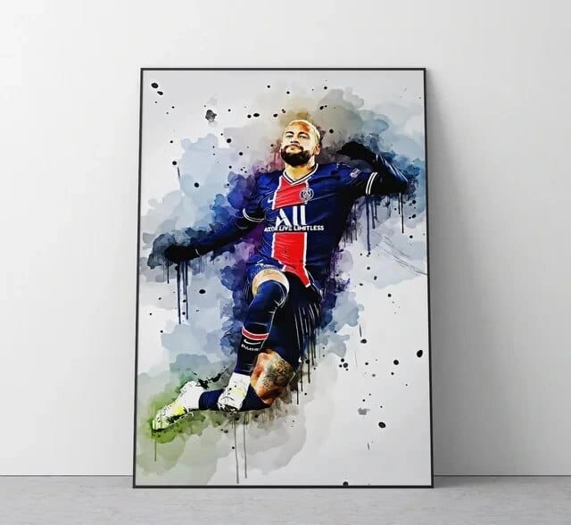 Neymar 3 / Small - 40X60cm Unframed Football Soccer Legends Vibrant Watercolor Wall Art Posters: High Quality Canvas Painting Prints for Home Decor, Bedroom, and Office