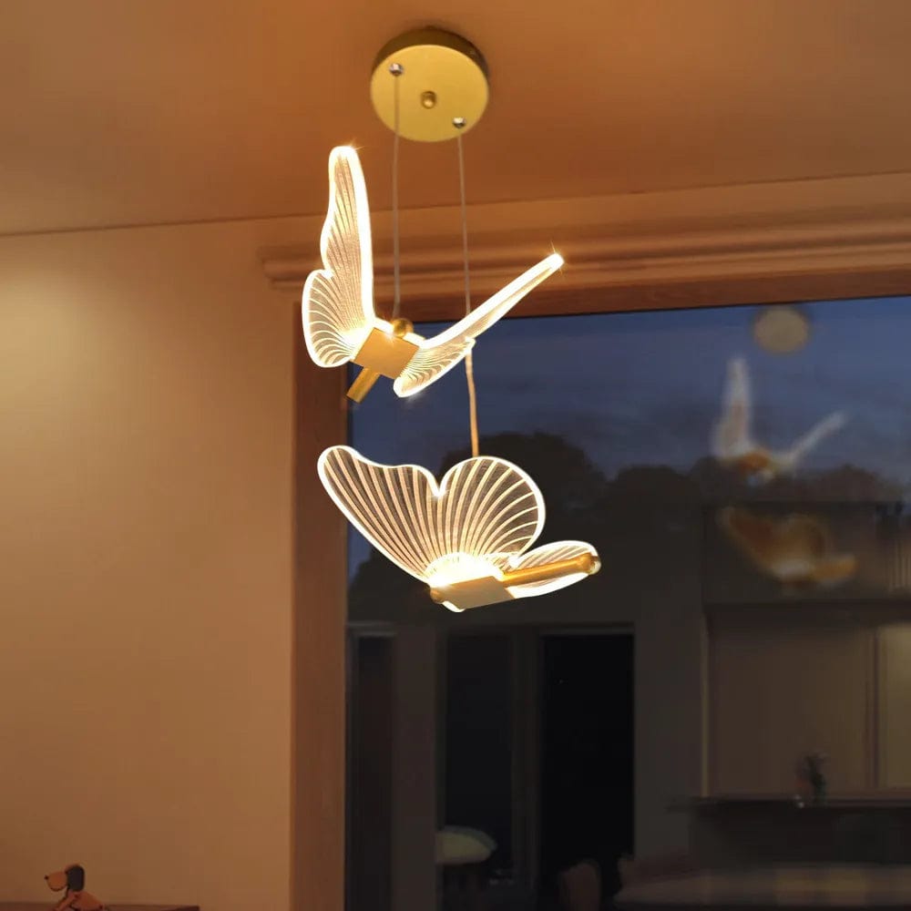 Nordic Golden Butterfly LED Pendant Lights: Elegant Chandelier Lighting for Living Room or Bedroom