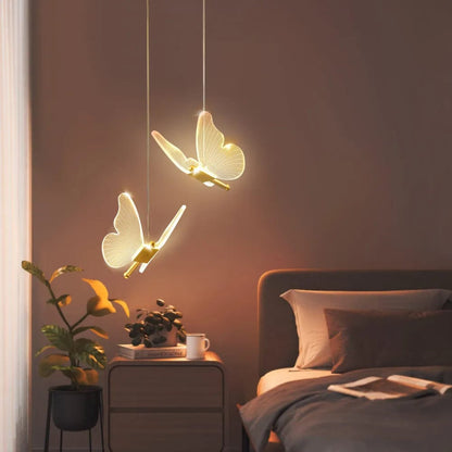 Nordic Golden Butterfly LED Pendant Lights: Elegant Chandelier Lighting for Living Room or Bedroom