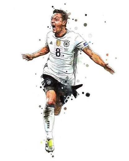 Ozil 2 / Small - 40X60cm Unframed Football Soccer Legends Vibrant Watercolor Wall Art Posters: High Quality Canvas Painting Prints for Home Decor, Bedroom, and Office