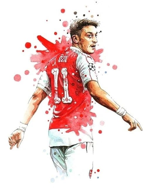 Ozil / Small - 40X60cm Unframed Football Soccer Legends Vibrant Watercolor Wall Art Posters: High Quality Canvas Painting Prints for Home Decor, Bedroom, and Office