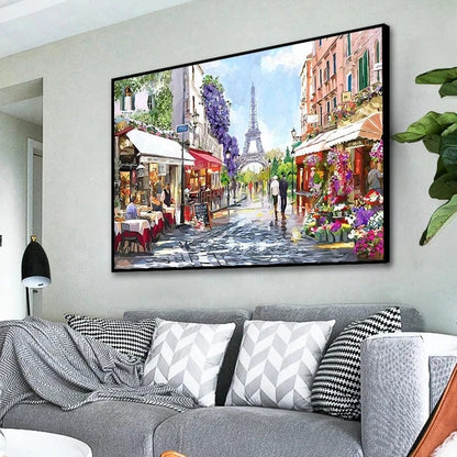 Paris Streets Aesthetic Oil Painting Modern City Landscape Canvas Print